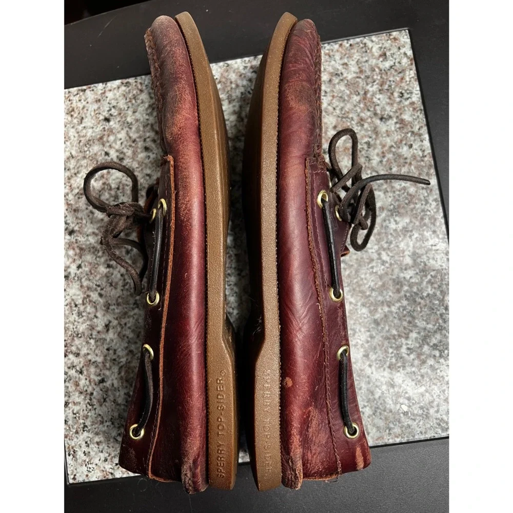 Sperry Top-Sider Mens 10.5M Authentic Original Leather Boat Shoes Burgundy Vtg